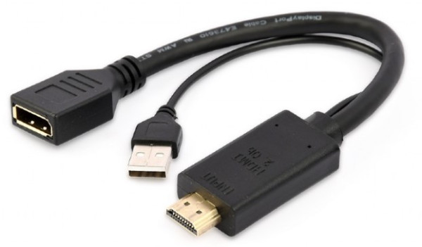 A-HDMIM-DPF-01 Gembird Active 4K HDMI to DisplayPort adapter, black A