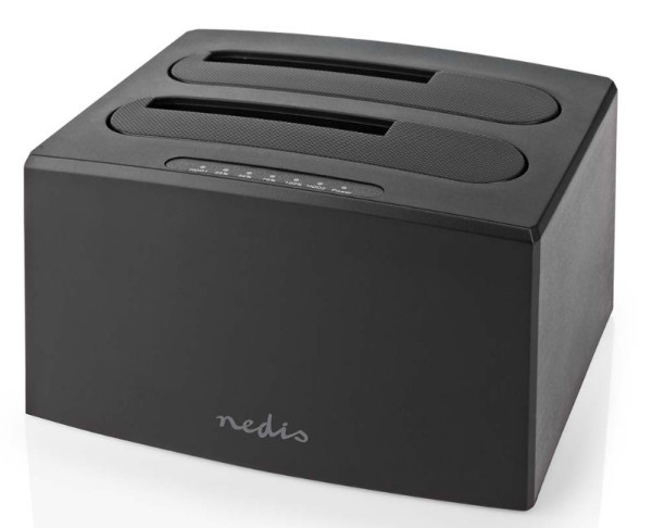 HDDUDB3210BK Nedis USB 3.2 DUPLI docking station za 2.5/3.5 SATA hard diskove, Kloniranje max 8TB