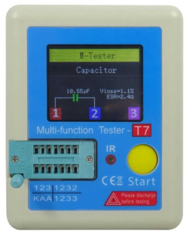 Tester elektronskih komponenti LCR-T7 za diode, duple diode, otpornike, kondenzatore, induktore..