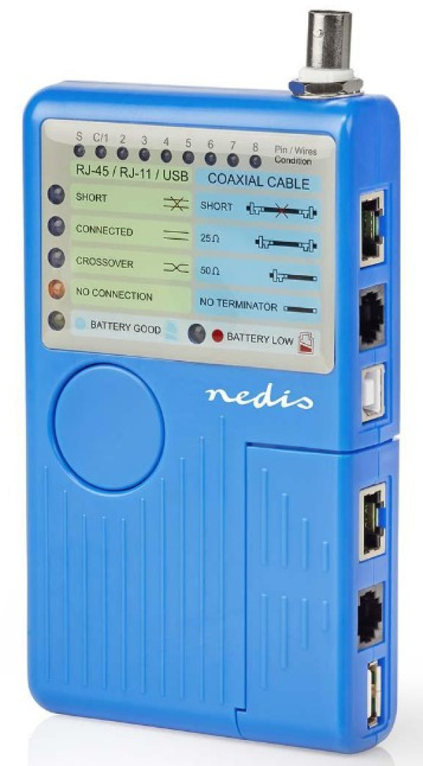 NWCTM100BU Tester kablova RJ45, RJ11, BNC, USB A-B do 180m LED indikator
