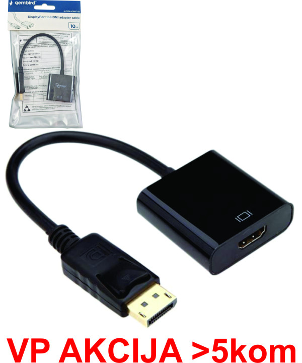 A-DPM-HDMIF-08 ** Gembird DisplayPort v1 to HDMI adapter cable, black (239)(alt A-DPM-HDMIF-002)