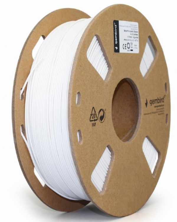 3DP-PLA-01-MTW Mat PLA Filament za 3D stampac 1.75mm, kotur 1KG, white