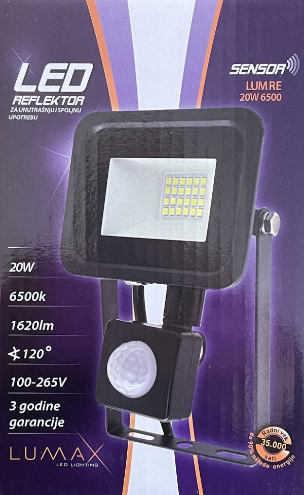 Led reflektor lumre-20w 6500k 1620lm sensor