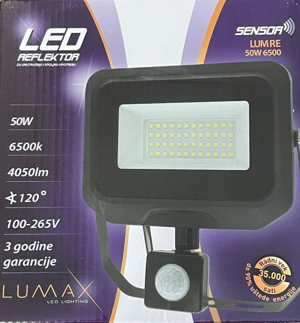 Led reflektor lumre-50w 6500k 4050lm sensor