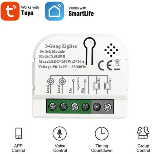 SMART-2GANGTuya Wifi DIY Self-locking daljinski upravljac Smart Switch relejni modul DC 5V/7-32V AC