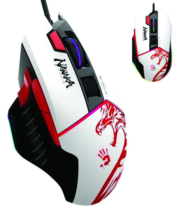 A4-W95 Max NARAKA Bloody RGB Gejmerski mis, 2000Hz/100-12.000 DPI, White USB 135mm