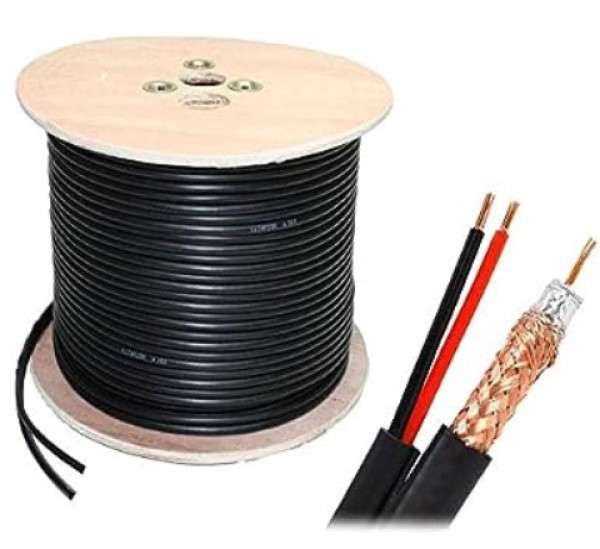 KABL-COAX-RG59+2X0.75 CCA/PVC/300M Koaksialni kabl sa napojnim kablom 2x0,75mm black 300m