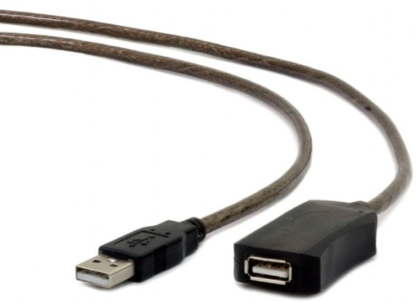 UAE-01-10M Gembird USB 2.0 active extension cable, black color, bulk package, 10m