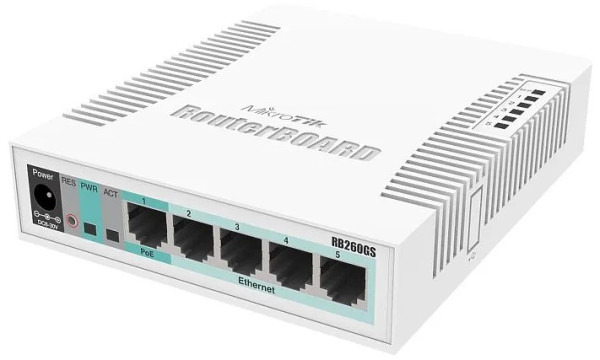 MikroTik RB260GS, Switch, 5x RJ45 1000Mb/s, 1x SFP (289)