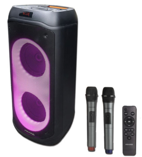 Microlab PT802W karaoke zvucnik 200W, Bluetooth, LED, 11,1V/4400mAh, TWS, Aux, USB, microSD, + Mic*2