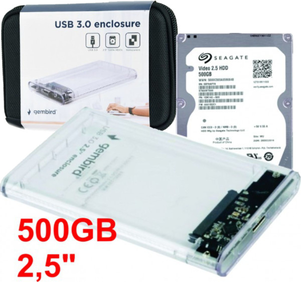 HDD 2.5 * 500GB SET USB 3.0 SATA eksterno kuciste + 500GB ST500VT000 SEAGATE EE2-U3S9-6 (1899)