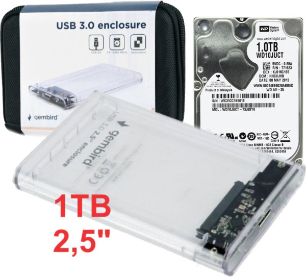 HDD 2.5 * 1TB SET USB 3.0 SATA eksterno kuciste + 1TB WD10JUCT WD  EE2-U3S9-6 (3999)