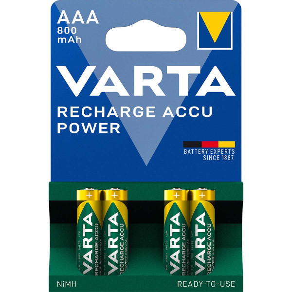 VARTA AAA 800mAh HR03 PAK4 CK, punjive NiMH baterije (rechargeable VARTA Ready to use)