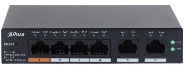 Dahua CS4006-4ET-60  SMART UPRAVLJIVI LAYER 2 POE 4-PORTNI SWITCH SA 2 UPLINK-A