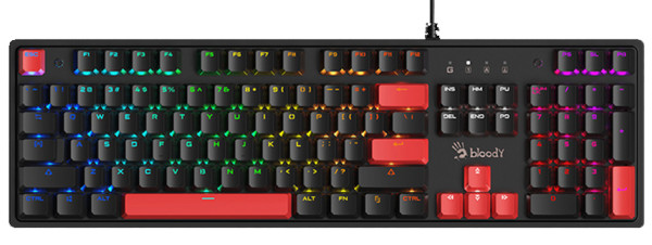 A4-S510R A4Tech Bloody MEHANICKA Gejmerska tastatura black, USB, US layout Fire Black / BLMS Red