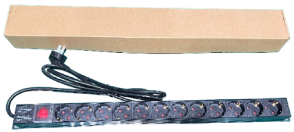 ExeLink Razvodni PDU panel za rack 19 in, sa 12 uticnih mesta, kabl 2m (aluminijum)