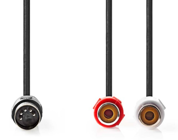 CAGL20250BK02 DIN audio kabl 5-pinski muški, 2xRCA ženski, Niklovani, 0,20m, PVC