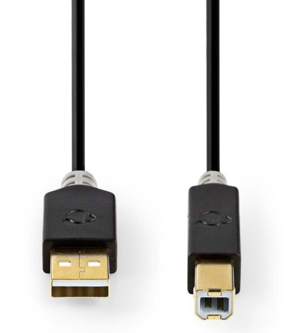 CCBW60100AT20 USB kabl 2.0 USB-A muški na USB-B muški, za stampac 480 Mbps, Pozlac´eni, 2m, Okrugli