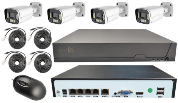 CAM-IP5MP-POEKIThi4W HI EASY GMB kamera 5 mpix set full color IP 4 kamere POE NVR sa mikr