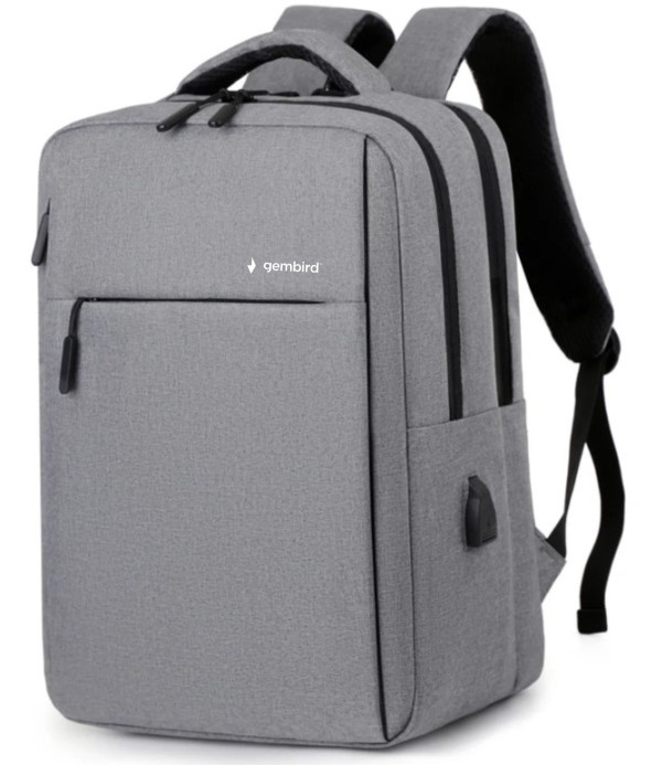 NCC-15-KLB012 Gembird Ranac poslovni Sivi za laptop 15,6inc 41x30x15cm USB konektor