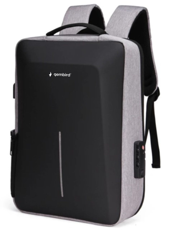 NCC-15-KLB022 Gembird Ranac za laptop 15,6inc 42x30x12cm, USB konektor, brava za zakljucavanje