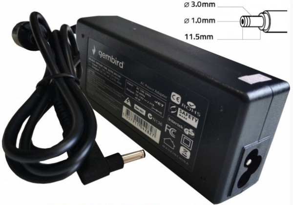 NPA65-190-3420 (AC08) Gembird punjac za laptop 65W-19V-3.42A, 3.0x1.1mm