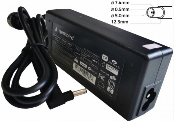 NPA90-195-4620 (DE10) Gembird punjac za laptop 90W-19.5V-4.62A, 7.4x5.0mm black PIN