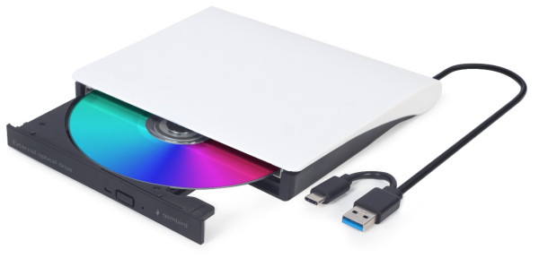 DVD-USB-031-BW Gembird eksterni USB CD/DVD drive Citac-rezac, USB + USB-C, black-white