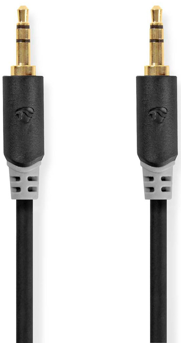 kabl, 3,5 mm muški na 3,5 mm muški, Pozlac´eni, 2,00 m, Antracit