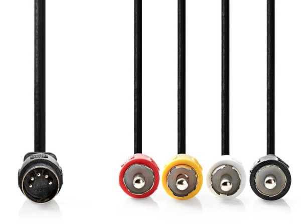 CAGL20400BK10 DIN 5-Pin muski na 4x RCA Muski, 1m, Black