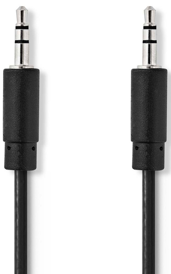 audio kabl, 3,5 mm muški, Niklovani, 2,00 m, Crni