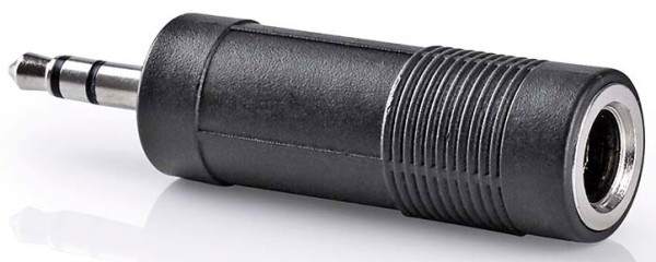 audio adapter, 3,5 mm muški, 6,35 mm ženski, Niklovani, ABS, Crni