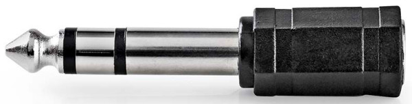 audio adapter, 6,35 mm muški, 3,5 mm ženski, Niklovani, ABS, Crni