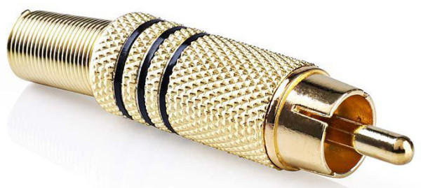 CAGP24900BK, RCA konektor, Ravni, Muški, Pozlaceni, Lemljeni, Preènik ulaza: 7,0 mm,Metal 1kom