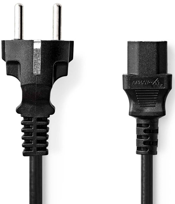 za napajanje, Utikaè sa uzemljenjem muški, IEC-320-C13, Niklovani, 2,00 m, PVC