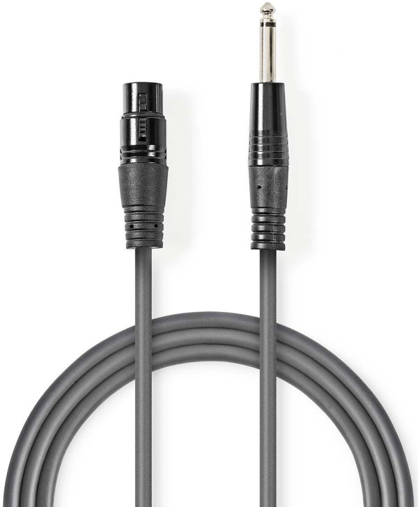 audio kabl, XLR 3-pinski ženski, 6,35 mm muški, Niklovani, 10,0 m, PVC