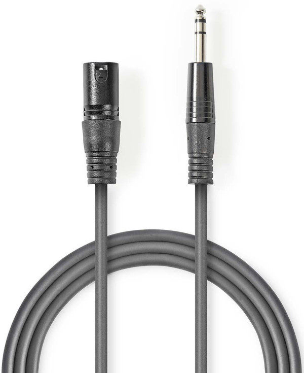 audio kabl, XLR 3-pinski muški, 6,35 mm muški, Niklovani, 5,00 m, PVC