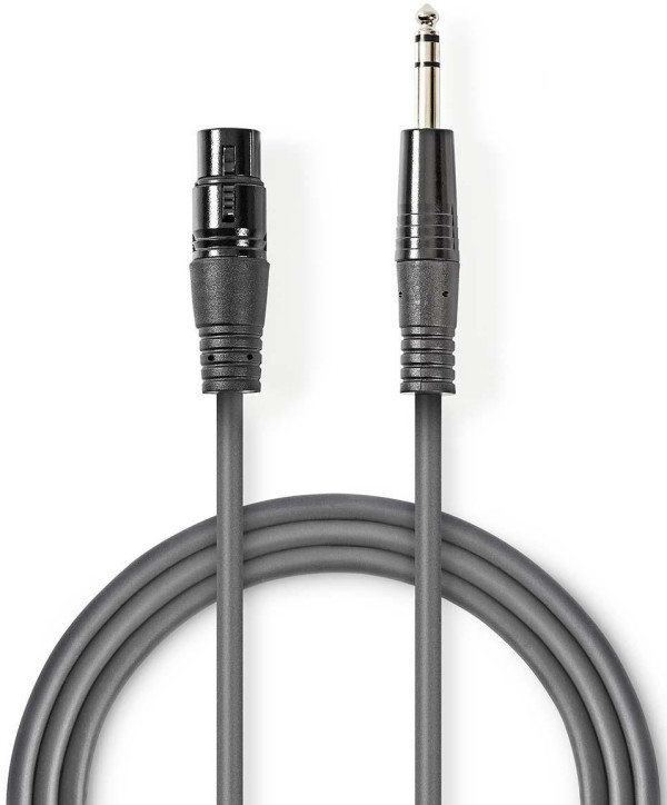 audio kabl, XLR 3-pinski ženski, 6,35 mm muški, Niklovani, 1,50 m, PVC