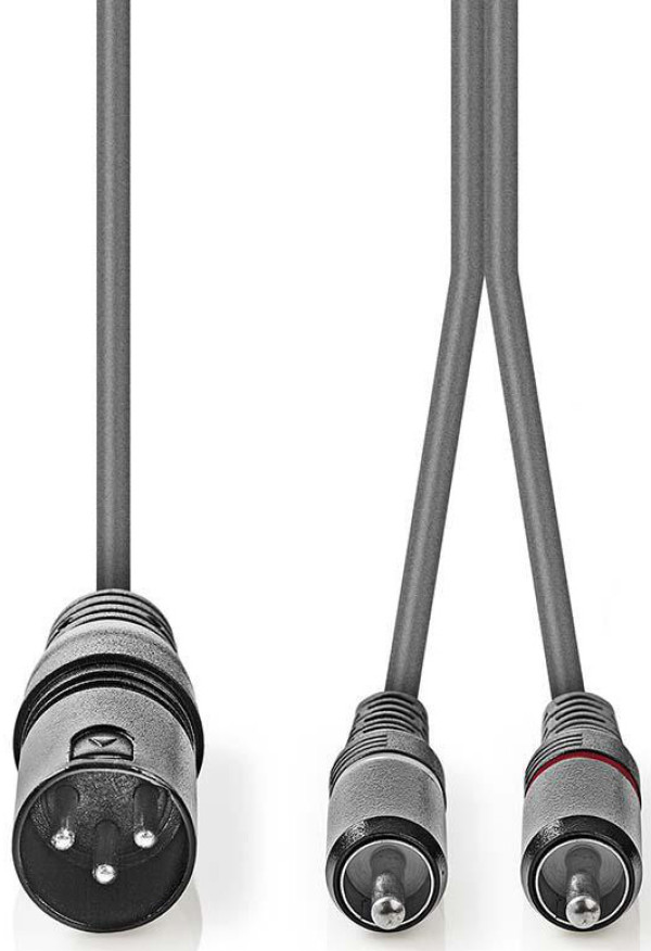 audio kabl, XLR 3-pinski muški, 2x RCA muški, Niklovani, 1,50 m, PVC