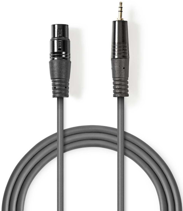 audio kabl, XLR 3-pinski ženski, 3,5 mm muški, Niklovani, 1,00 m, PVC