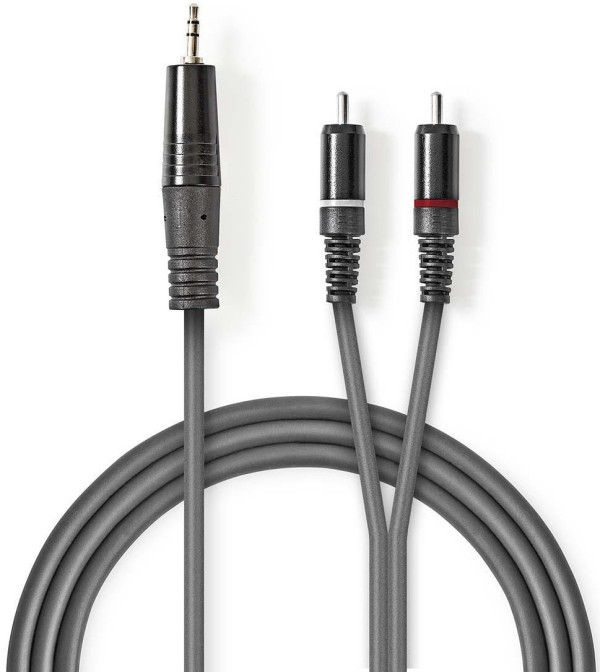 audio kabl, 3,5 mm muški, 2x RCA muški, Niklovani, 3,00 m