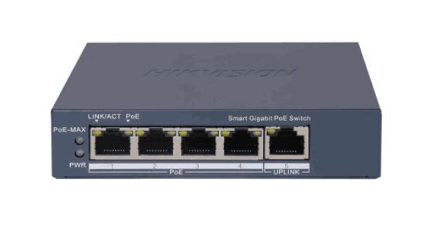DS-3E1505P-EI, 4-portni gigabitni PoE switch+1x10/100/1000Mb