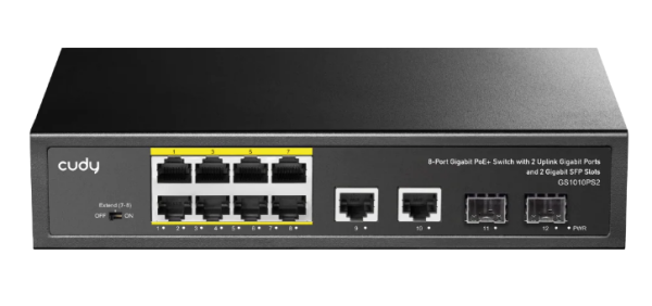 Cudy GS1010PS2 8-Port Gigabit PoE+ Switch with 2 Gigabit Uplink ports and 2 Gigabit SFP slot 120W