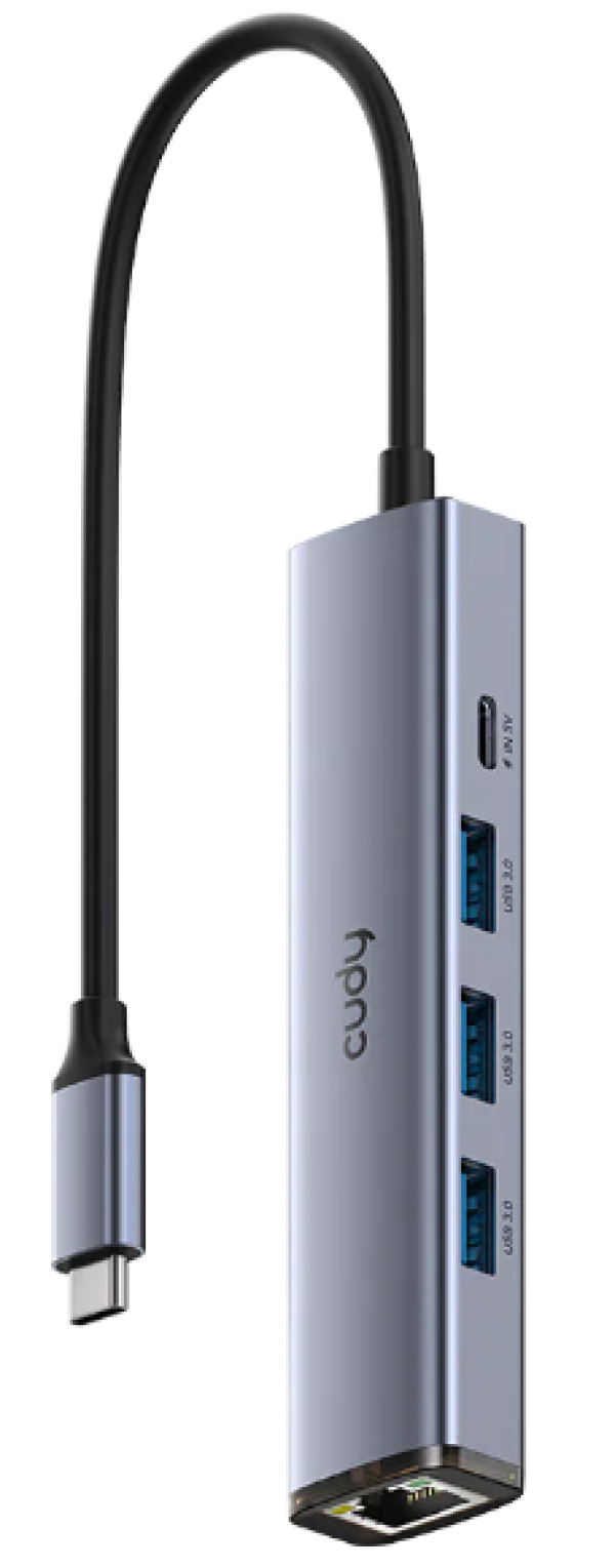 Cudy UH605 1.0,5-In-1 USB-C Hub with Gigabit Ethernet Port,3× USB-A 3.2 Gen 1 (5 Gbps),25cm