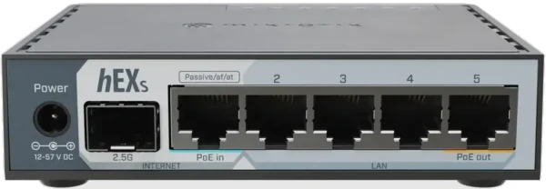 MikroTik Ruter E60iUGS hEX S, 5 x GB LAN/1 x WAN/2.5GbE SFP + USB3.