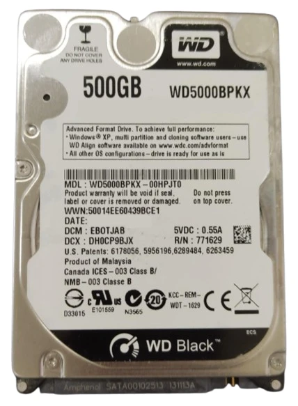 HDD 2.5 * 500GB WD5000BPKX WD BLACK scorpio 7200rpm 16mb SATA3  9.5mm