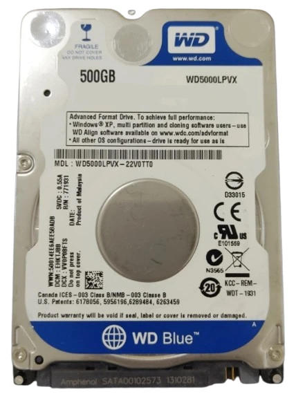 HDD 2.5 * 500GB WD5000LPVX WD BLUE 5400RPM 8MB SATA3 7mm