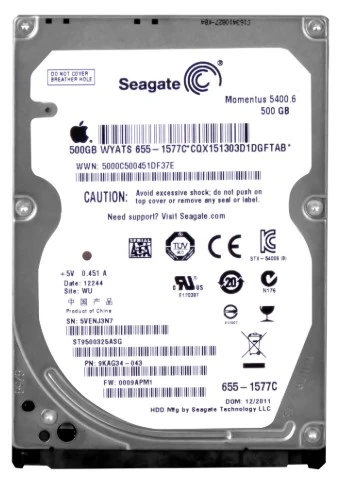 HDD 2.5 * 500GB ST9500325ASG SEAGATE 5400rpm 8mn SATA 9.5mm