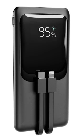 PB10-PD20-LCD-01 Gembird 20 W prenosni punjač sa brzim punjenjem i integrisanim kablovima, 10000 mAh
