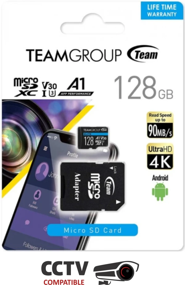 TeamGroup MICRO SDXC 128GB ELITE, UHS-I U3 V30 A1, 100/50MB/s +SD Adapter TEAUSDX128GIV30A103